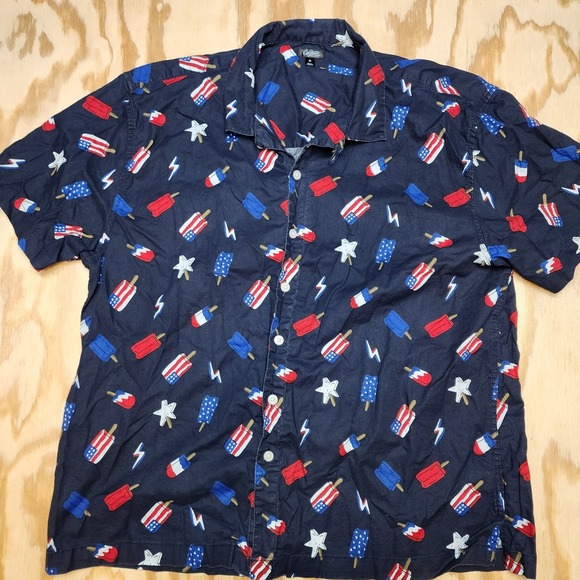 City Streets‎ Patriotic Popsicles Allover Shirt Mens XL Button Up Short Sleeve - Picture 2 of 6